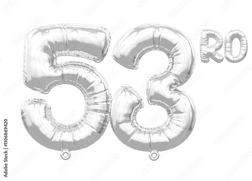 53rd Anniversary Balloon Silver Number 53rd Anniversary Balloon Silver Number
