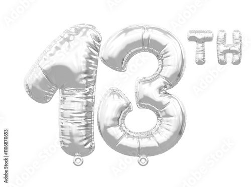 13th Anniversary Balloon Silver Number photo