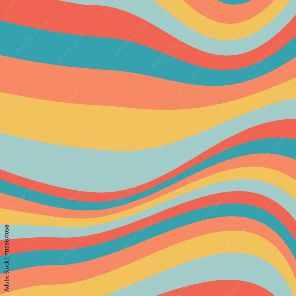 1970-1080`s style abstract square background. Trendy retro wave pattern. Wavy colorful lines backdrop 1970-1080`s style abstract square background. Trendy retro wave pattern. Wavy colorful lines backdrop