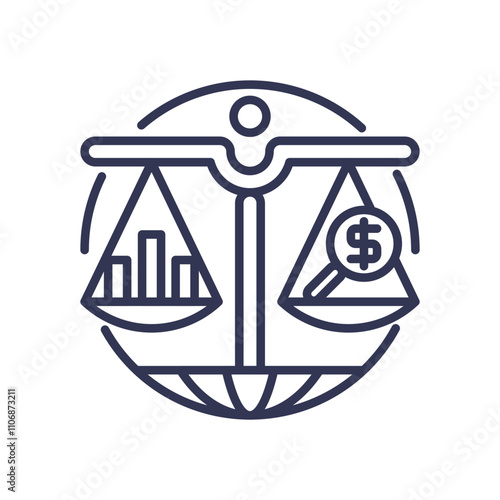 Scales balancing data and money, symbolizing fairness in finance.