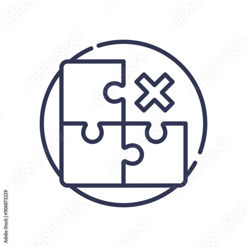 Puzzle pieces with an X symbolize challenges in executive function and problem-solving.