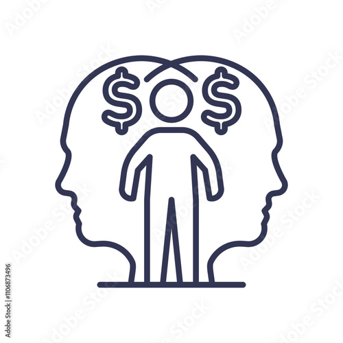 Dual heads with dollar signs symbolize unethical financial advantage.