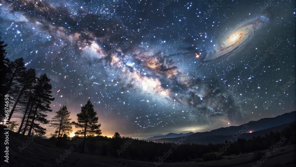 Naklejka premium Large panoramic views display celestial visuals inspiring a sense of wonder and connecting users with the universe.