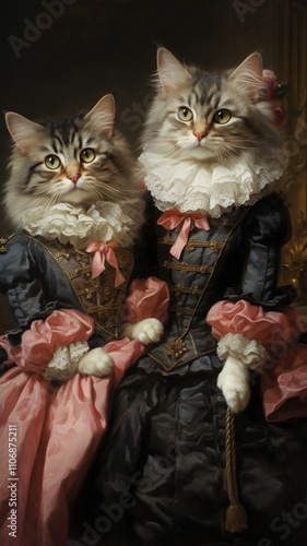 The cute cat image in the style of a watermark paints