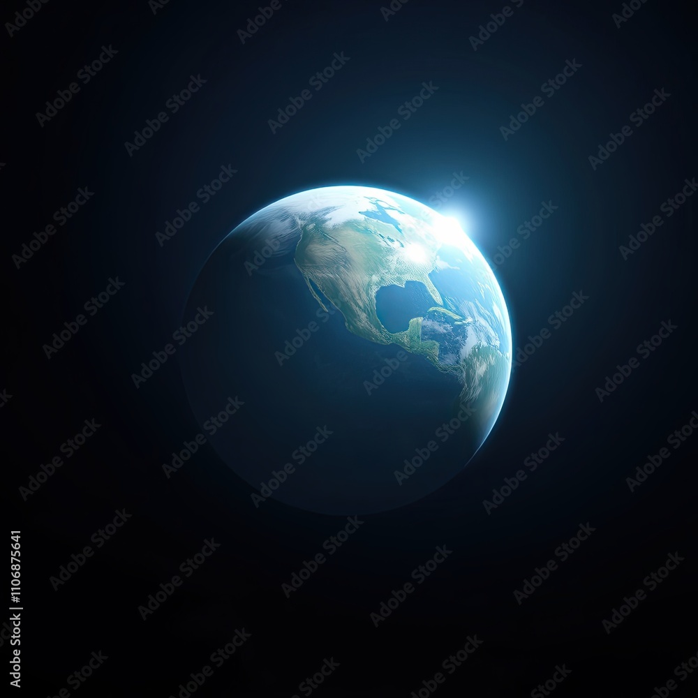 Fototapeta premium Earth from space with blue marble effect background, earth, sky