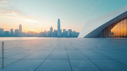 Modern city buildings with cars on road empty space urban street background cityscape contemporary architecture clean minimalistic advertising concept
