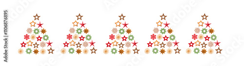 Weihnachtsbaum aus Sternen vor weissem Hintergrund