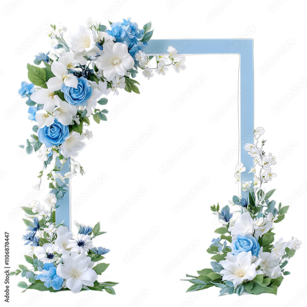 A blue frame decorated with flowers.
The frame is light blue, square in shape. A blue frame decorated with flowers.
The frame is light blue, square in shape.