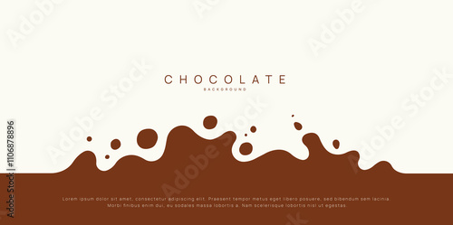 Chocolate background of Modern poster, dynamic splashes and drops. Vector illustration in a flat style of minimalism