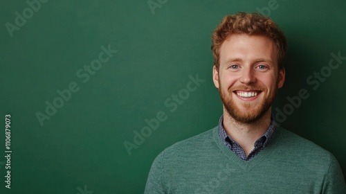 Wallpaper Mural Happy young man with beard and messy red haircut closeup face portrait. Millennial ginger male student or freelance employee smiling with white teeth and cheerful expression looking at camera Torontodigital.ca