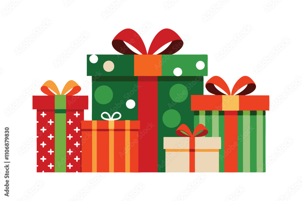 Christmas Gifts and Presents Vector Set - Festive Holiday Gift Boxes with Ribbons for Seasonal Celebration Designs Christmas Gifts and Presents Vector Set - Festive Holiday Gift Boxes with Ribbons for Seasonal Celebration Designs
