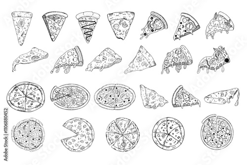 Pizza Line Drawing Set