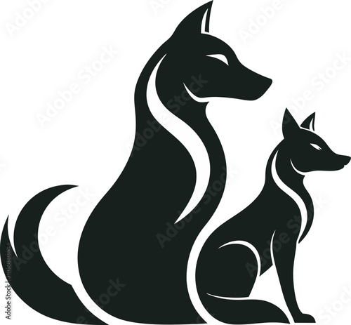 Wallpaper Mural Minimalist Pet Logo Design - Black Silhouette Style, Art & Illustration Torontodigital.ca