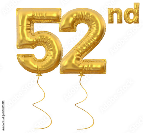 52nd Anniversary Balloon Gold Number photo