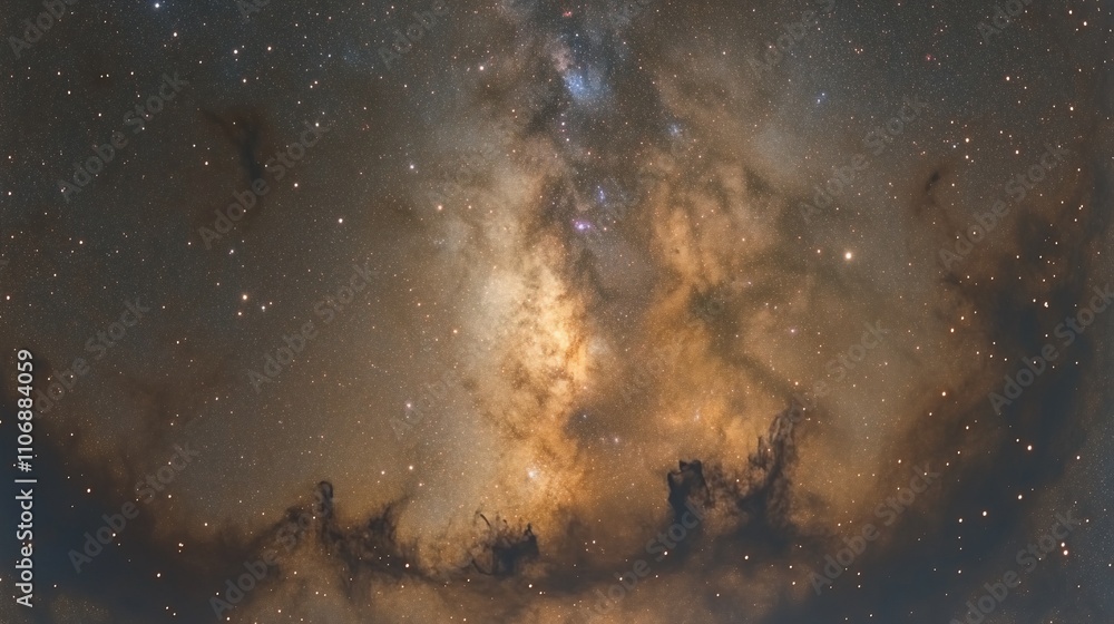 A stunning view of a star-filled galaxy with colorful nebulae and cosmic dust. A stunning view of a star-filled galaxy with colorful nebulae and cosmic dust.