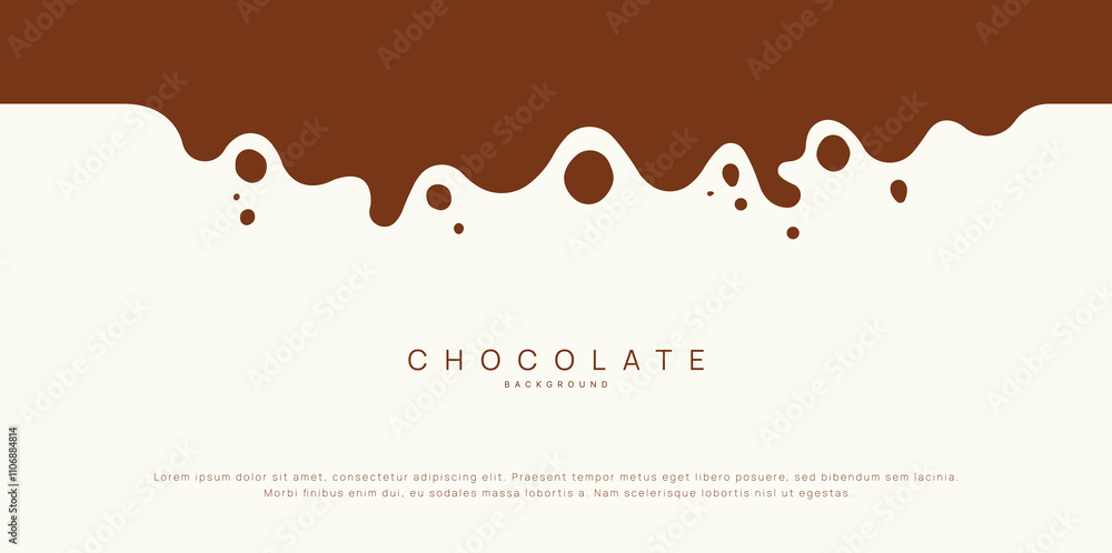 Chocolate background of Modern poster, dynamic splashes and drops. Vector illustration in a flat style of minimalism Chocolate background of Modern poster, dynamic splashes and drops. Vector illustration in a flat style of minimalism