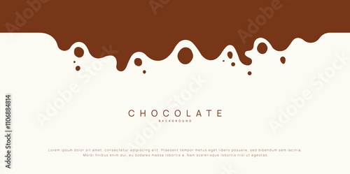 Chocolate background of Modern poster, dynamic splashes and drops. Vector illustration in a flat style of minimalism