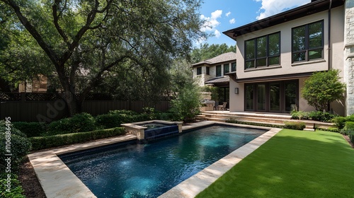 Wallpaper Mural Luxury Backyard Oasis: Swimming Pool and Modern Home Design Torontodigital.ca