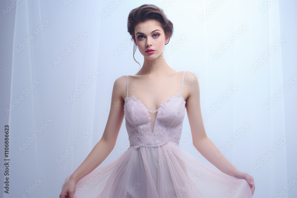 A woman in a pink dress is posing for a photo