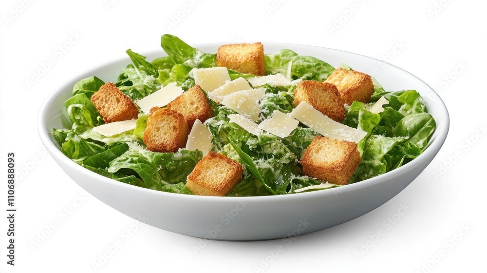 Fresh Caesar salad in a white bowl, with croutons and parmesan cheese. Fresh Caesar salad in a white bowl, with croutons and parmesan cheese.