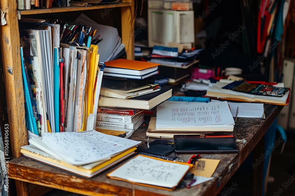 A cluttered desk and a well-organized study space illustrate the inequality in educational access and resources among students today. A cluttered desk and a well-organized study space illustrate the inequality in educational access and resources among students today.