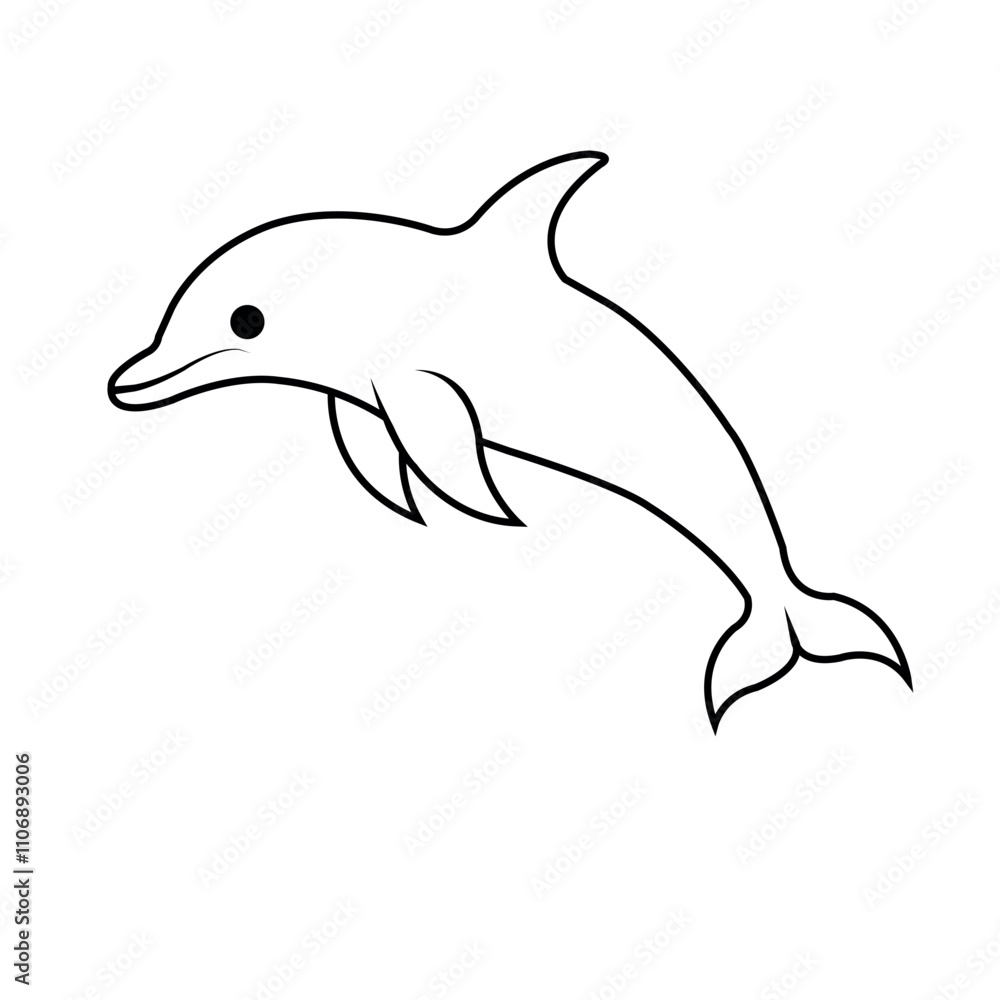 Fototapeta premium Hand drawn dolphin outline illustration