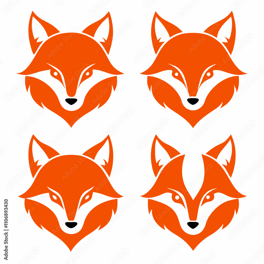 set of funny cartoon fox set of funny cartoon fox