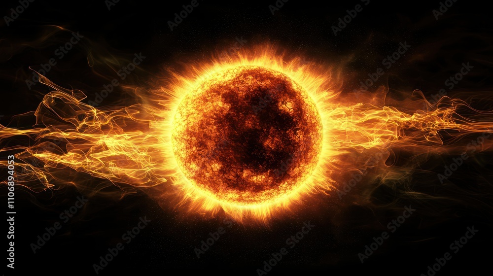 Fototapeta premium An artistic representation of the sun with rays illuminating solar energy concepts, capturing the essence of sustainability