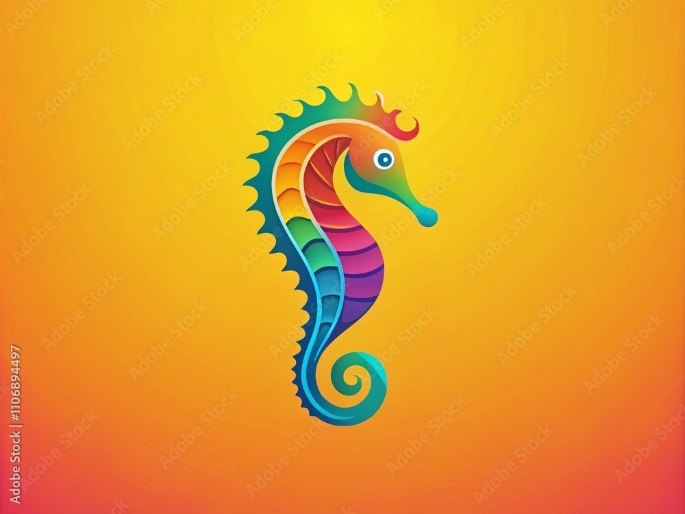 Fototapeta premium Elegant Seahorse Logo Design in Flat Style for Modern Branding and Eco-Friendly Projects with Unique Artistic Touch