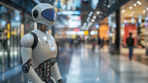 An artistic visualization of the future of retail transformed by artificial intelligence solutions