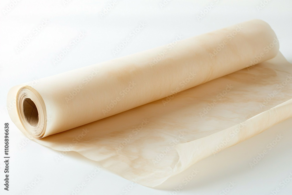 A roll of parchment paper stock. A roll of parchment paper stock.