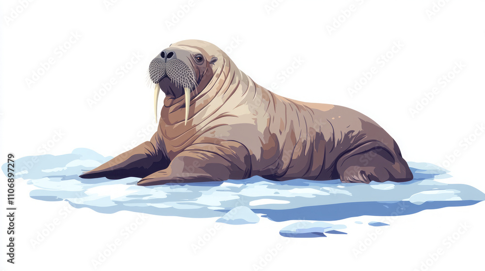 Fototapeta premium walrus on ice: a captivating glimpse into arctic wildlife