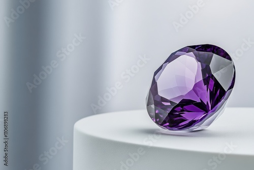 gemstone showcase, an exquisite amethyst gemstone sparkles on a white background, radiating beauty and elegance with its pristine clarity photo