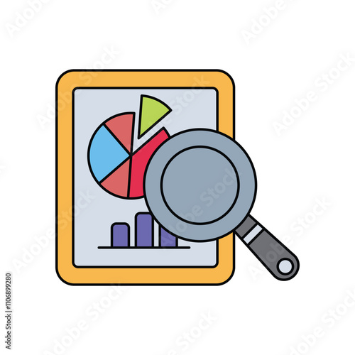 audit color line icon with white background vector stock illustration