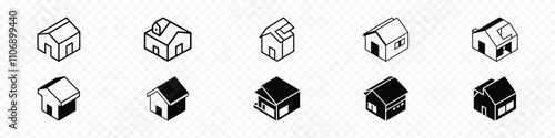 Residential building cottage house icon, house isometric icon, home isometric icon, Classic modern family house building icon in 3d view