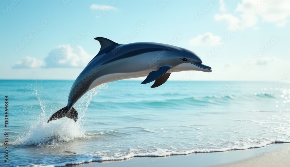 Obraz premium Dolphin Leaping Gracefully Over Ocean Waves