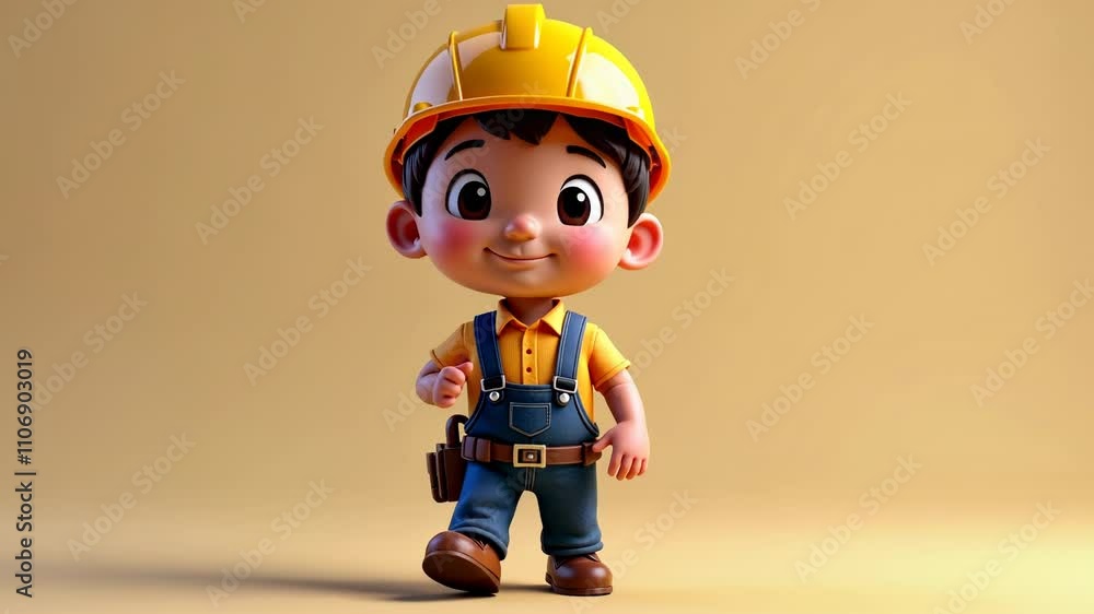 Adorable 3D Render of a Little Construction Worker Adorable 3D Render of a Little Construction Worker
