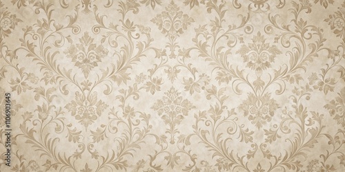 Elegant Beige Damask Pattern on Textured Background Ideal for Design Projects and Home Decor Applications