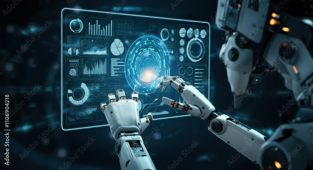 Two Robot Arms Interacting with a Screen Two Robot Arms Interacting with a Screen