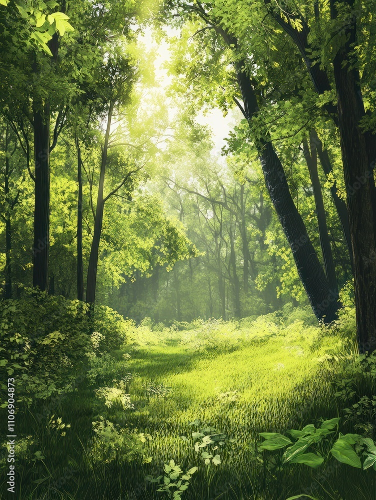 Fototapeta premium Nature outdoor forest background illustration