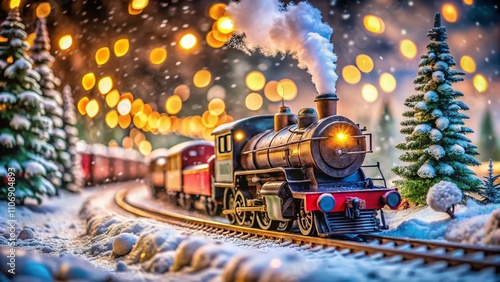 Wallpaper Mural Enchanting Christmas Train Journey Through a Snowy Wonderland with Bokeh Lights and Whimsical Atmosphere Captured in Candid Photography Style Torontodigital.ca