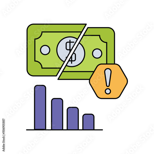 bankrupt color line icon with white background vector stock illustration