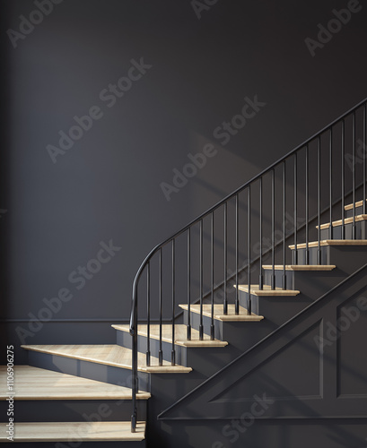 Stairway. Interior mockup. 3d render.