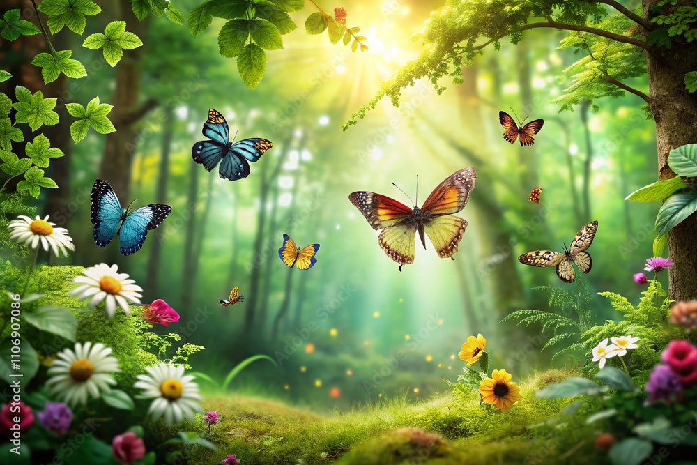 Enchanting Forest Card Design with Lush Greenery, Soft Light, and Whimsical Elements for Nature Enthusiasts and Eco-Friendly Themes Enchanting Forest Card Design with Lush Greenery, Soft Light, and Whimsical Elements for Nature Enthusiasts and Eco-Friendly Themes
