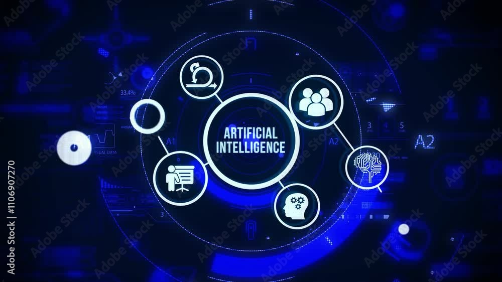 Artificial intelligence (AI), machine learning and modern computer technologies concepts. Artificial intelligence (AI), machine learning and modern computer technologies concepts.