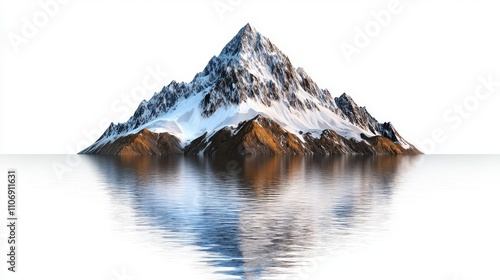 Snowy Mountain Peak Reflection in Water |  Minimalist Landscapes photo