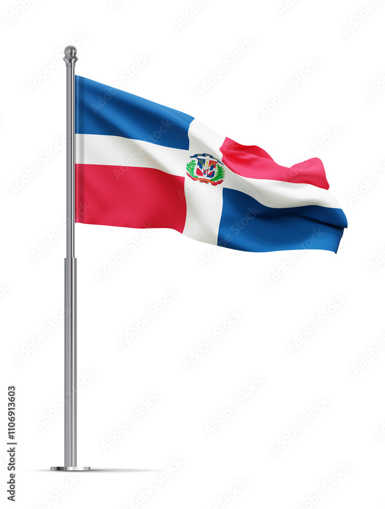 Flag of the Dominican Republic isolated on white background. 3d-rendering Flag of the Dominican Republic isolated on white background. 3d-rendering