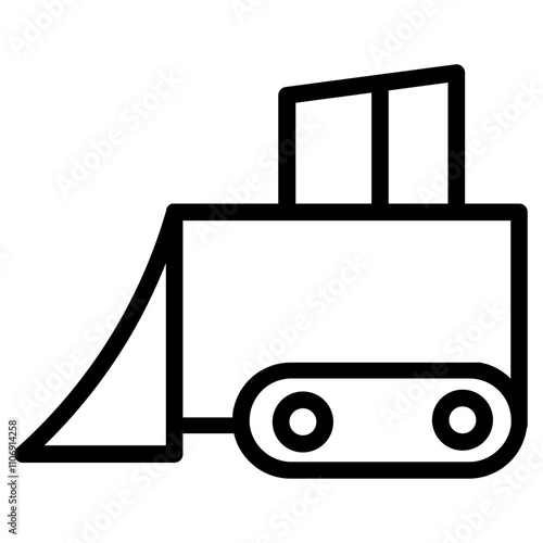 Property Work Buldozer Line Icon