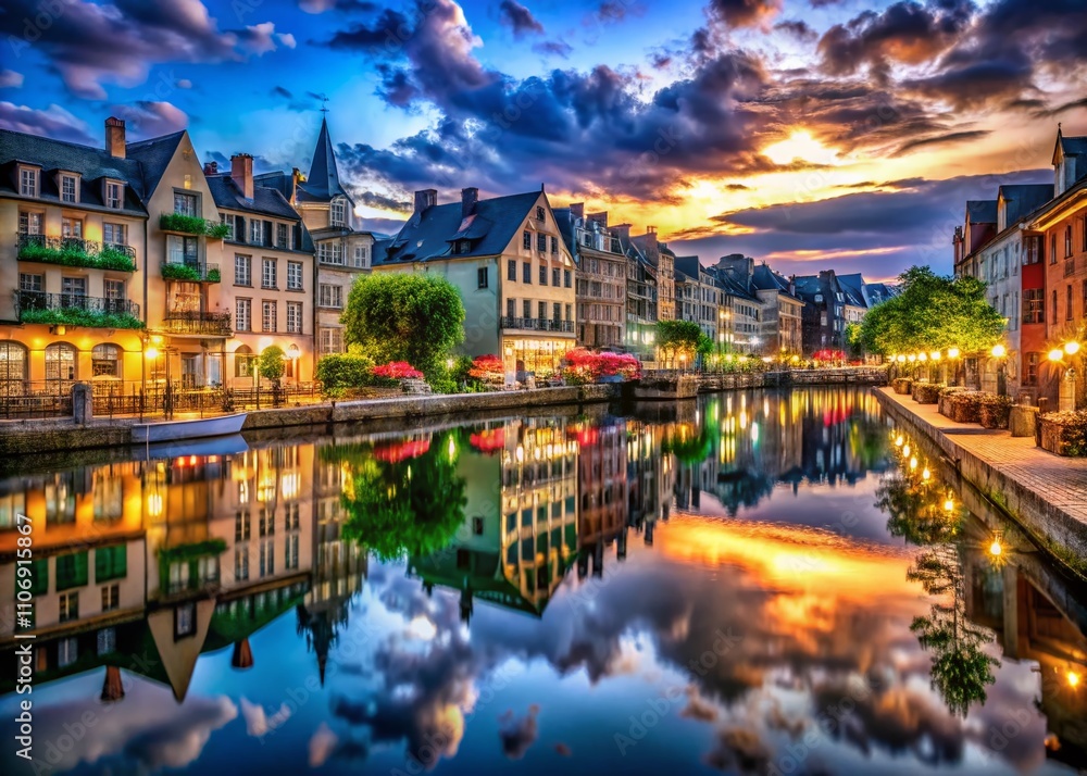 Fototapeta premium Enigmatic Night Beauty: Captivating Scenes of Alluring Landscapes and Intimate Urban Nights Under the Stars