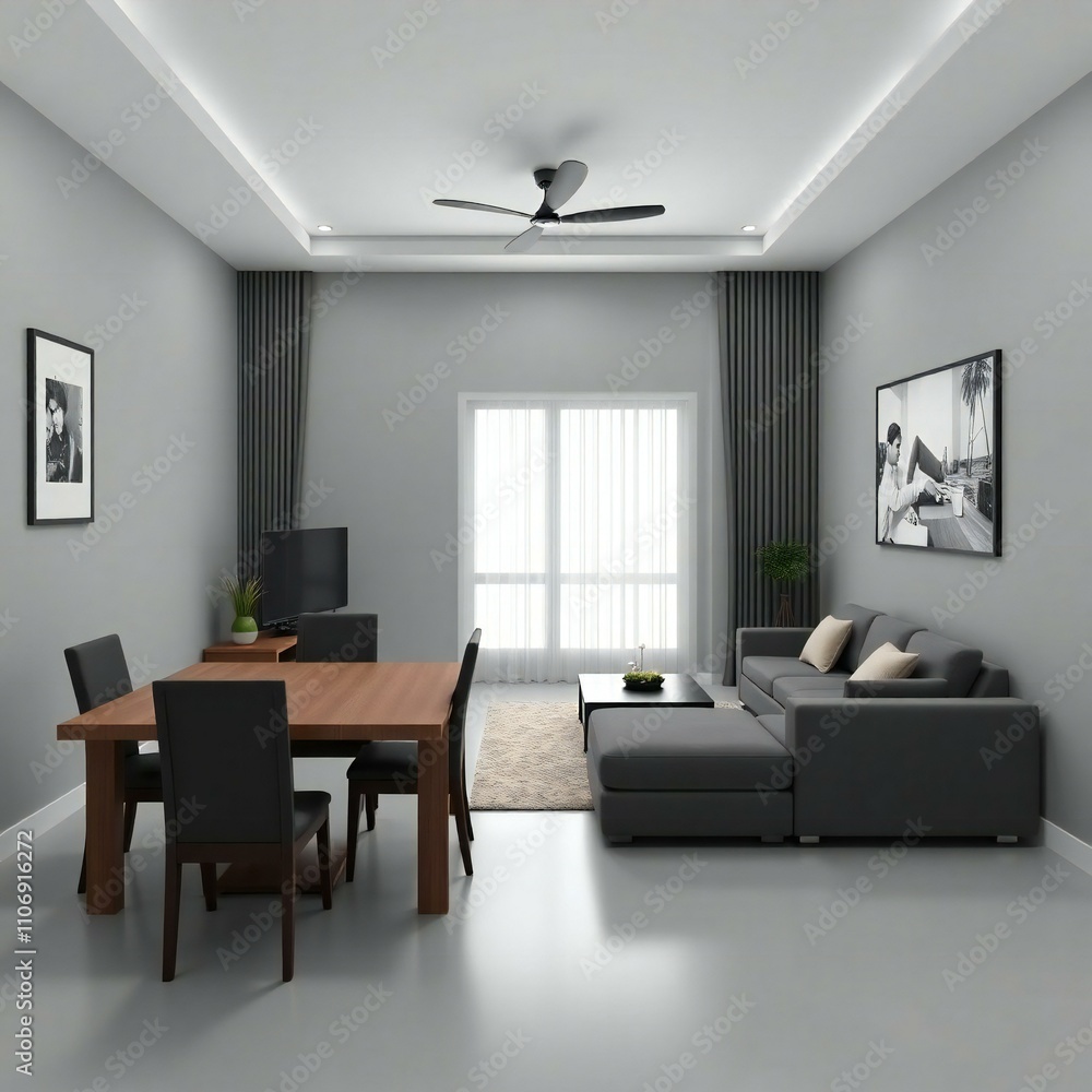 Fototapeta premium modern living room with fireplace